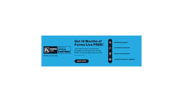 Forms Live partner program email banner