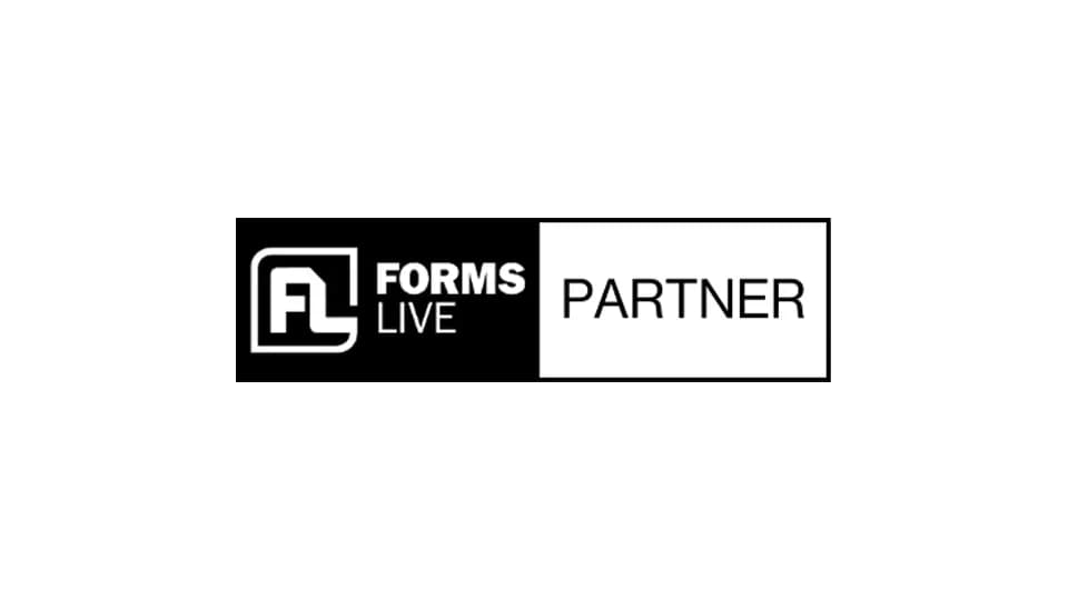 Forms Live Black Rectangular Partner Badge